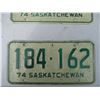 Image 3 : Pair of Saskatchewan Licence Plates - 1974