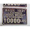 Image 3 : (2) Saskatchewan 1931 Gross Weight License Plates 10,000 and 16000 LBS