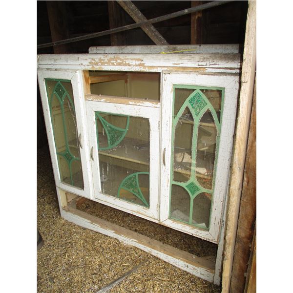 Cabinet w/ Glass Inserts - Some Cracking - 40 x 15 x 40Tall