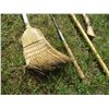 Image 5 : (7) Garden Tools - (2) Brooms, Pick Axe, Potato Fork, Magnet, Hoe, and Axe