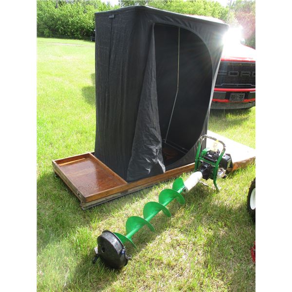 Tempest 43cc Ice Auger w/ One Man Hut/Sled Combo -New w/ Manual