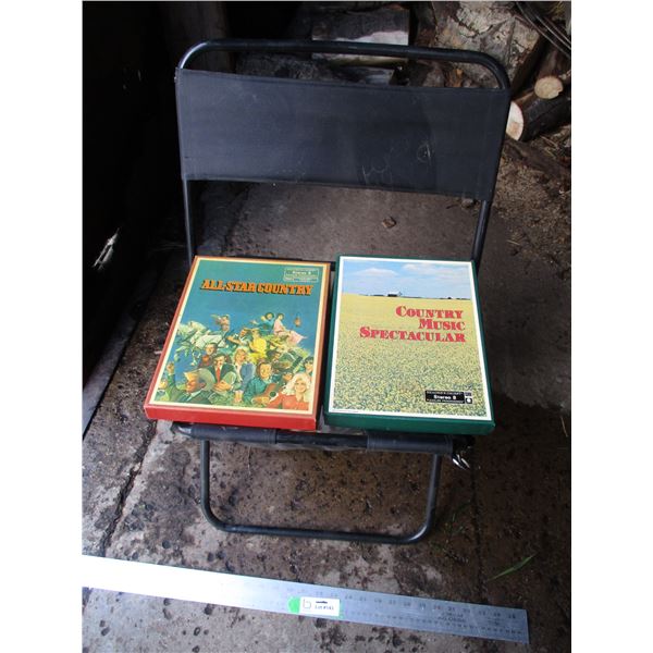 Folding Chair w/ (2) 8-Track All-Star Country Sets
