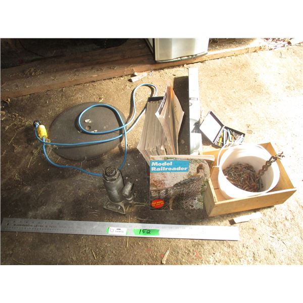 Tools - 6Ton Jack, Cut Off Disc, Model Railroader Magazine, Head Shield, Jigsaw Blades