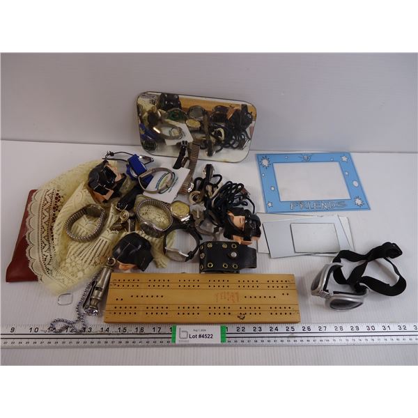 Lot of Assorted Watches,Mirrors,Whistles and more as pictured