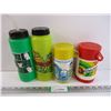 Image 1 : (2) Aladdin Thermos-Sesame Street(some damage) and Chiclet's and (2) Water Bottles as pictured