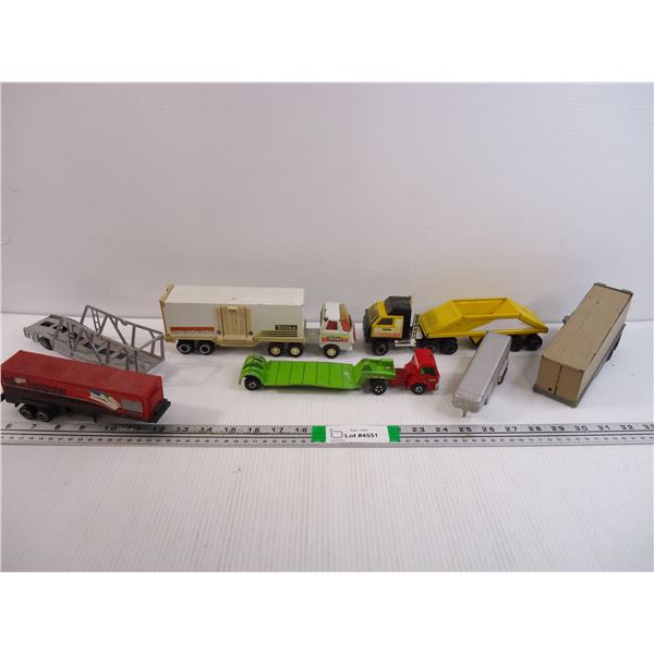 Lot of (2) Tonka Trucks/Trailers and other various truck and trailers