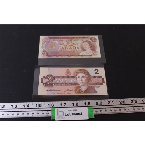 (2) Canadian Two Dollar Bills - 1986 & 1974