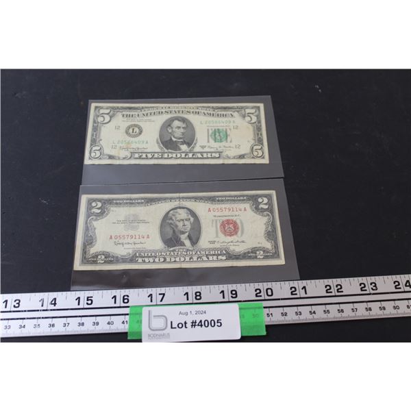 United States Two & Five Dollar Bill - 1963