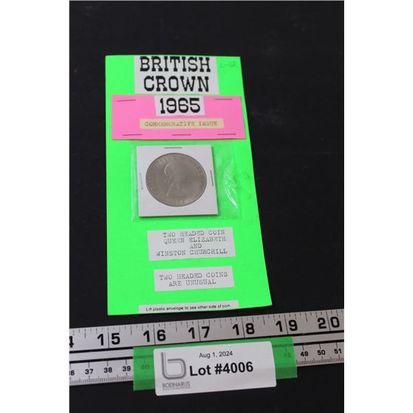 British Crown - Two Headed Coin - Queen Elizabeth & Winston Churchill - 1965