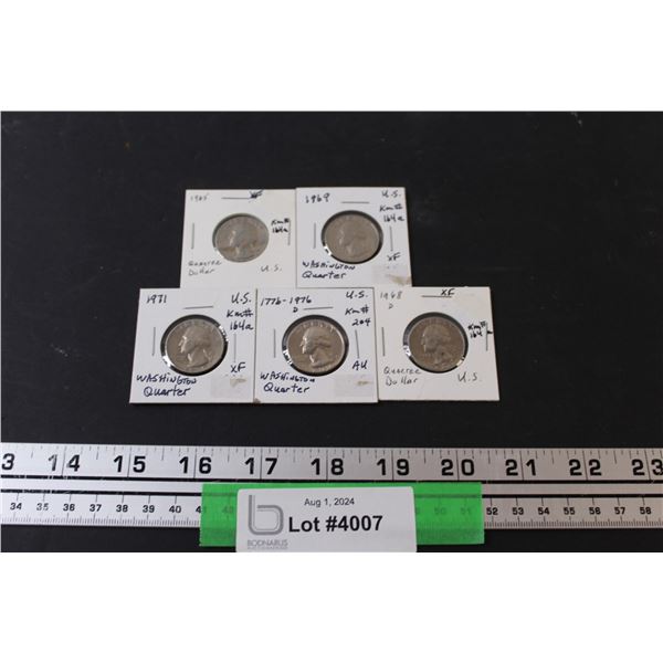 (5) Washington Quarters - 1965, 1969, 1968, 1971 & 1976