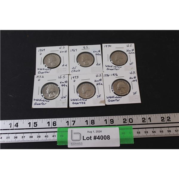 (6) Washington Quarters - 1969, 1967, 1970, 1972, 1973, 1976