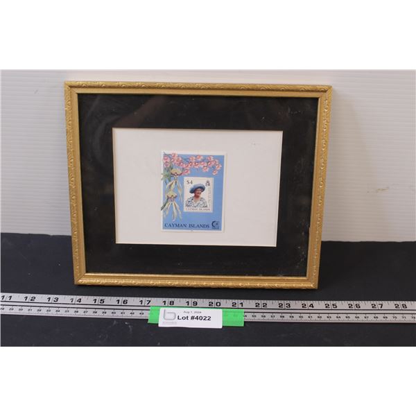 Framed Cayman Islands Queen Elizabeth Collectors Postage Stamp