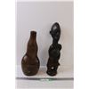 Image 1 : Tiki Craved Figurine - 19" & Wood Vase - 16"