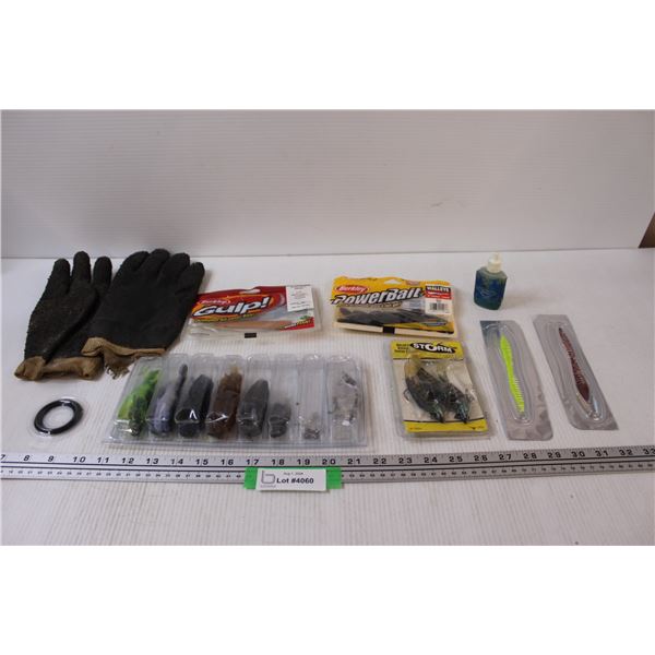 Fishing Lures, Fishing Gloves, Misc.