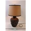 Image 1 : * Modern Wicker End Table Lamp - 13" x 26" - Works