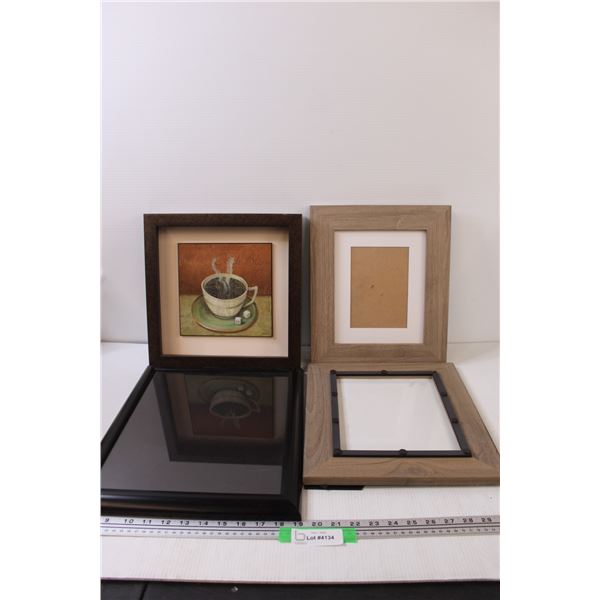 Coffee Picture - 12.5" x 12.5", Picture Frame 16" x 13", (2) Empty Picture Frames - 14" x 12" (One M