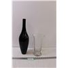 Image 1 : Black & Clear Glass Vases - 17.5 & 10.5"