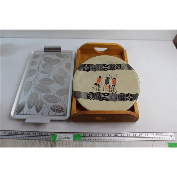 (2) Serving Boards and Decorative Plate