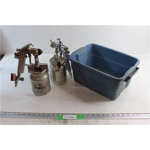 (2) Paint Spray Guns and Tub