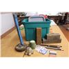 Image 1 : *Tote w/Lid - Recycled 4" x 4" Post Pieces - Wheel on 1 1/2" Square Tubing - Misc. Items