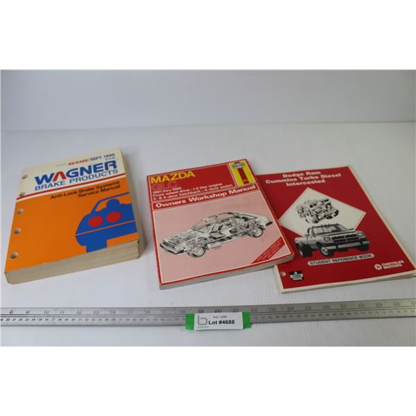 (3) Books - Dodge Ram Cummings Turbo Diesel Intercooled - Mazda Owners Manual - Wagner Brake Product