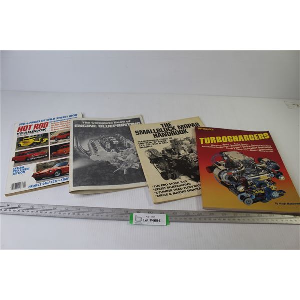 (4) Books - Turbochargers - Small Block MOPAR - Engine Blueprinting - Hot Rod Year Book