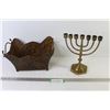 Image 1 : Metal Planter Box w/Handles - Menorah Candle Holder