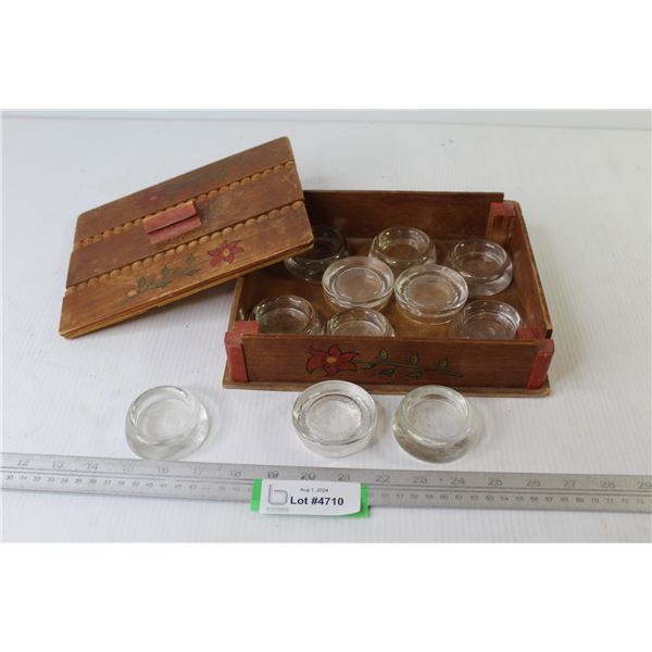Wooden Case w/ Vintage Glass Furniture Floor Protectors