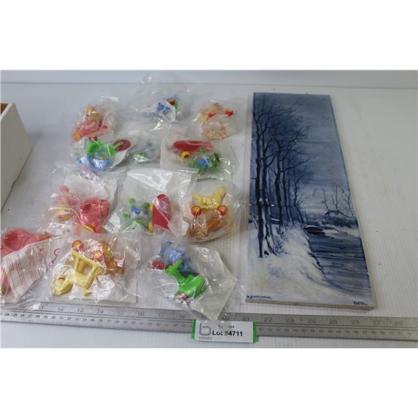 (3) Ceramic 6" Tiles w/Winter Scene - McDonalds Muppet Toys