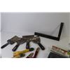 Image 2 : (4) 12" Square - (4) Drywall Mud Knives - Paint Brushes - Varathane Sponge Rollers in Tray - Honing 