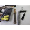 Image 4 : (4) 12" Square - (4) Drywall Mud Knives - Paint Brushes - Varathane Sponge Rollers in Tray - Honing 