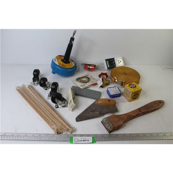 15' Plastic Drum Auger - TRoberts Cushion Back Cutter - Strapping - Boiler Drain Tap - Scraper - (4)