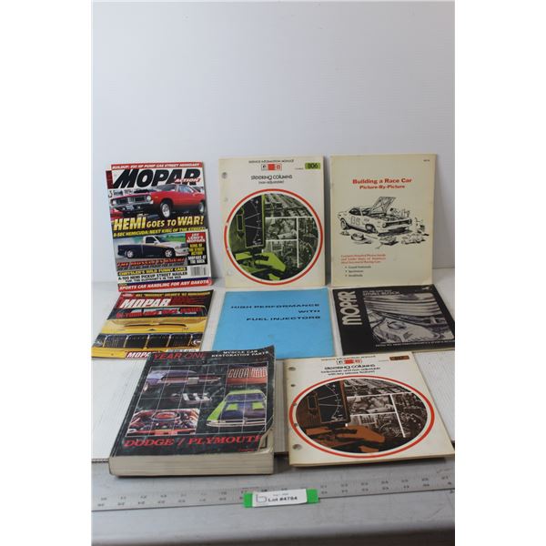 (2) Mopar Magazines, (6) Automotive Books - High Performance With Fuel Injectors, Building a Race Ca