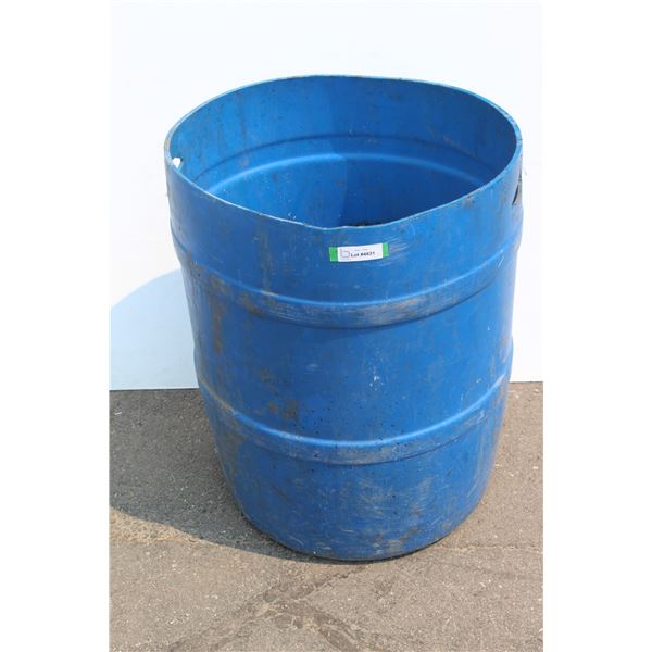 ** Blue Plastic Rain Barrel - 31" High