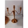 Image 3 : Copper - (2) Small Candle Holders, 5-Piece Candle Holder, Teapot, Tray, Coffee Candle Heater