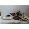 Image 1 : Silver Plated - Kettles - Some Damage, (3) Trays, Teacup, Assorted Silverware