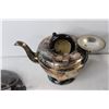 Image 4 : Silver Plated - Kettles - Some Damage, (3) Trays, Teacup, Assorted Silverware