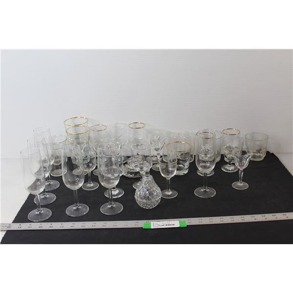 Assorted Clear Glass - Cups, Container, Lid