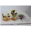 Image 1 : Battery Operated Clock, (3) Figurines, (3) Misc. Glass Work