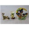 Image 5 : Battery Operated Clock, (3) Figurines, (3) Misc. Glass Work