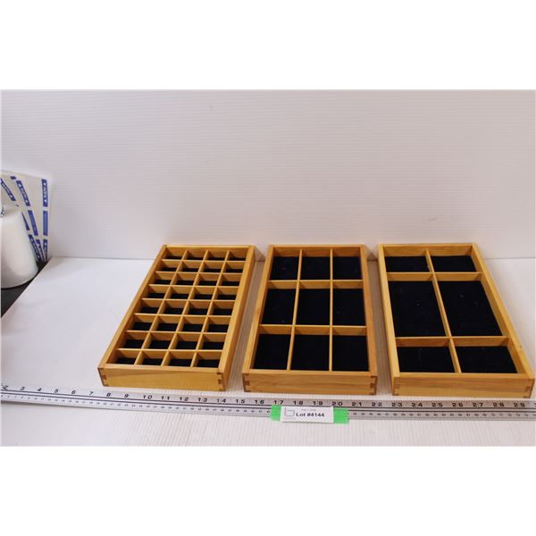 (3) Drawer Insert Trays (Velvet Lined) - 13.5" x 7" - Jewelry Organizers