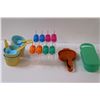 Image 2 : Lot: (4) Ice Cream Bowls/ Spoons, (2) Popsicle Sets, Tupperware Grater and Sifter