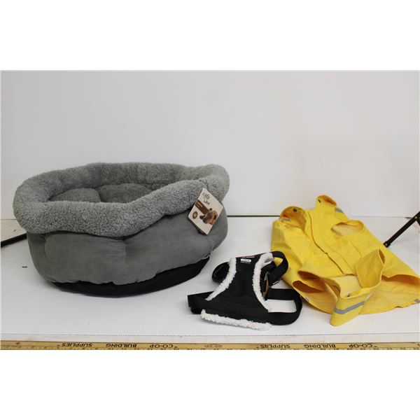 Dog Bed(New with tag) & Dog Rain Coat & Large Dog Harness