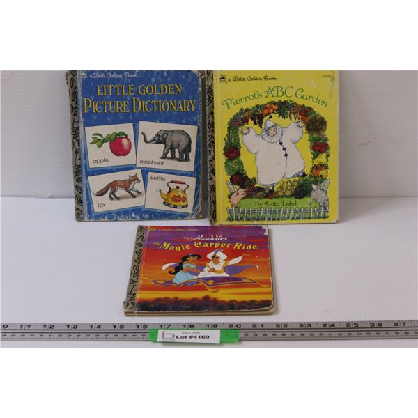 (3) Little Golden Books: Aladdin, Picture Dictionary, ABC Garden