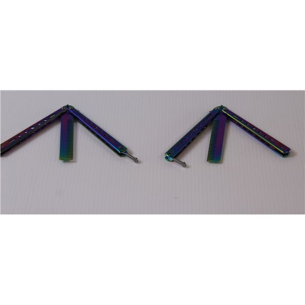 (2) Iridescent Folding Combs