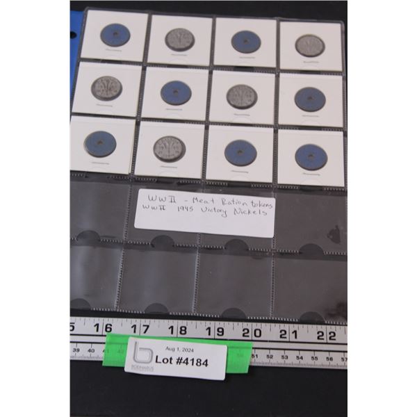 (12) World War Two Meat Ration Tokens & Victory Nickels