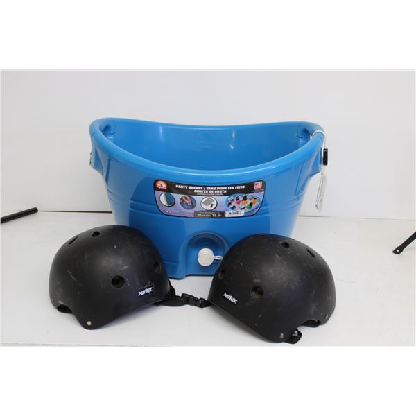 Party Bucket - 18.9 Liters & (2) Nitrix Medium Skateboard/Bike Helmets