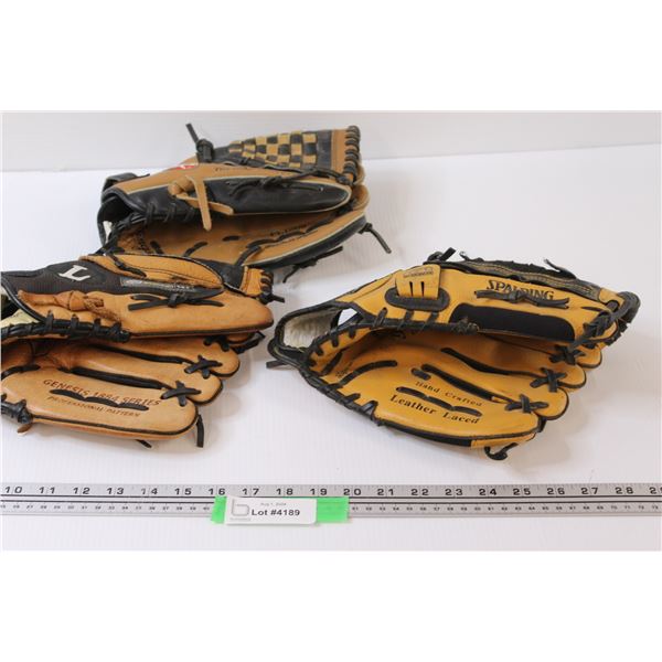 (3) Baseball Gloves: Rawlings, Louisville, Spalding