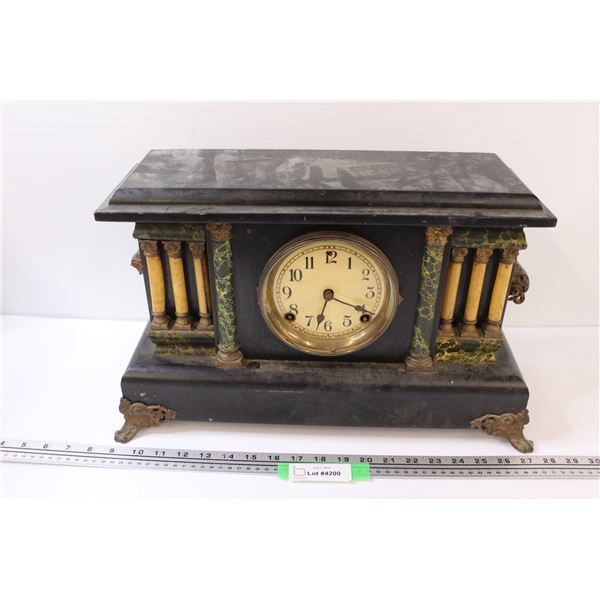Antique Mantle Sessions Clock As is 19''x 11" x 7" Missing Front Glass