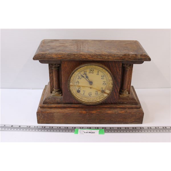 Antique Mantle Sessions Clock Arthur Pequegyat 14.5'' x 10''x 6'' Glass Cracked As is